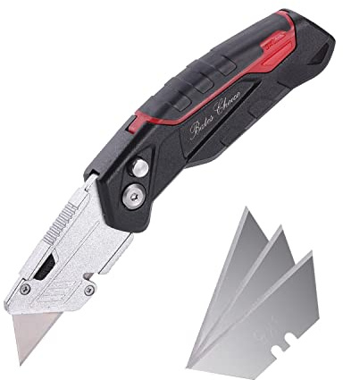 Bates Box Cutter - Folding Utility Knife With 3 Extra Blades, Retractable