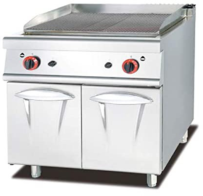Ristoattrezzature Fry Top Griglia a Gas su Mobile - Acciaio Inox - Piastra rigata S/70-800 x 730 x 930h mm
