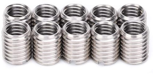 Tissting 10 Stück Gewindeeinsätze Mutter, Gewinde Reparatur Set Innengewinde M10 1.5 mm Außengewinde M12 1.75 mm Muttern Reparaturwerkzeug Edelstahl für Mechanische Automobil