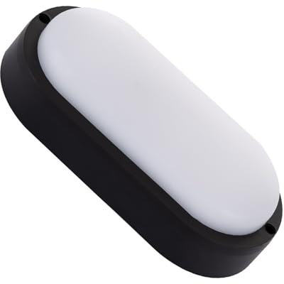 LEDKIA LIGHTING LED-Deckenleuchte 25W Oval für Aussen 96x198 mm IP65 Schwarz Für die Küche, das Esszimmer, das Schlafzimmer,6500K Kaltweiß