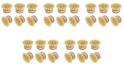 Pavewood Washing Up Brush,Dish Brush,30 Pcs Replacement Brush Heads Wooden Cleaning Dish Brush Refillable Kitchen Beech