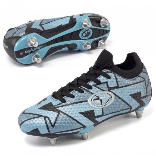 Optimum Aztec Soft Ground (SG) Rugby Boots with Screw-in Metal Studs | 6 Stud Junior, 8 Stud Senior, Lightweight, Lace-Up Fit, Match Ready