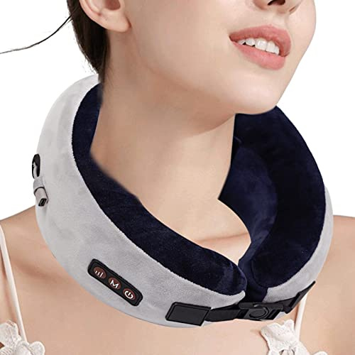Gusengo Viaje Masaje | Dispositivo Masaje Cuello para amasar Tejido Profundo Columna Cervical,Cómodo Soporte para el Cuello con 3 Modos Alivio: Oficina, hogar, automóvil