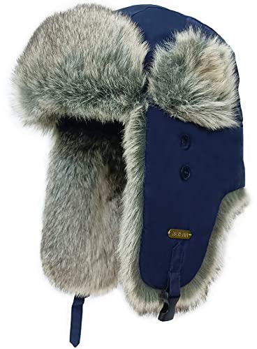 HEYANN Uschanka Trapper Russische Hütte Kunstpelz Cap Earflap Winter Bomber Hut Wintermütze Unisex Fliegermütze Fellmütze Erwachsenen für Herren