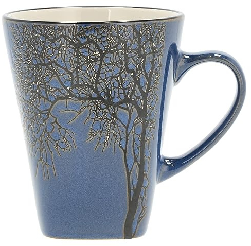 Villa Collection Hela Becher Groß 350ml, Jumbobecher, Teebecher, Kaffeebecher Groß, Durchm. 9 cm, Höhe 11 cm, 0,35 Liter, aus Keramik/Steingut, Dunkelblau