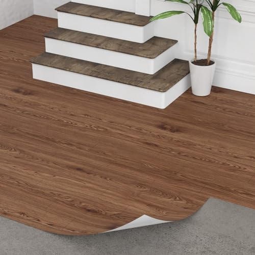 Oxdigi Pavimento in PVC autoadesivo, 6 m², effetto legno, per porta d'ingresso, soggiorno, cucina, balcone, ripostiglio, pavimenti in vinile ritagliabili, 0,6 x 10 m, noci