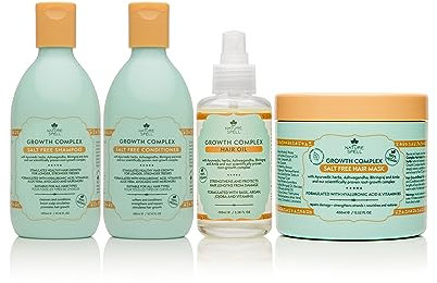 Nature Spell Growth Complex Set for Hair Growth, Includes Shampoo, Conditioner, Hair Mask and Oil, Vegan, Pack of 4