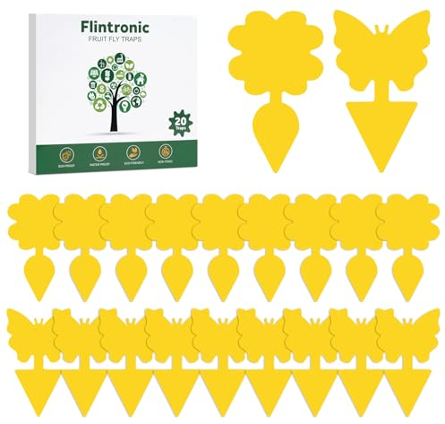 Flintronic 20 Pezzi Plant Flycatcher, Trappola per Mosche della Frutta, Catcher Appiccicoso Gialle per Moscerini a Doppia Faccia, Cattura Mosche a Doppia Faccia, per Proteggere le Piante