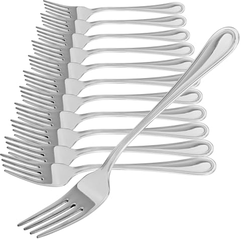 com-four® 12x Kuchengabel aus rostfreiem Edelstahl 430 - stilvolles Tafelbesteck im schlichten Design - kleine Dessertgabeln - Vorspeisegabeln - 15 cm (15cm - 12 Stück)