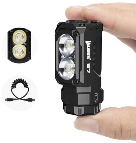 WUBEN E7 1800 lumen Mini torcia ricaricabile da con magnete - Torcia EDC super luminosa a 6 modalità LED ricaricabile di tipo C; Torcia IP68 per lampade frontali, soccorso, campeggio