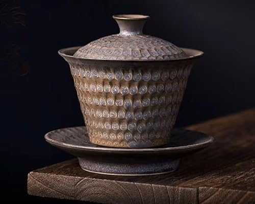 GeRRiT China-Teetassen, vergoldete Retro-Schalen mit Hammerschlag, einzelne Teeschalen aus Keramik, Kung-Fu-Teeservices, selbstgemachte Teeschalen und -tassen. (Color : 1)