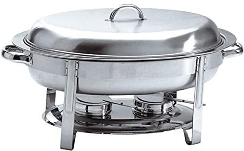 Fornello Contenitore riscaldante per Buffet in Acciaio Inossidabile di Dimensioni Standard, scaldavivande Ovale da 6 Litri Set scaldavivande per Buffet Vassoio per Buffet Catering per Matrimoni, Ban