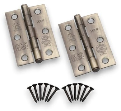 Infinity Decor CE7 Ball Bearing Butt Hinges Pack 80mm x 52mm – Ideal for Room Door, Bathroom Door, Kitchen Cabinet, Case, Windows (Antique Brass)