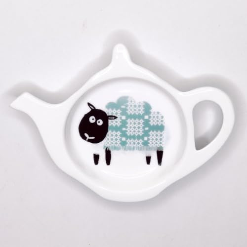 Redwood Collection Teal Tapestry Design Fine Bone China Teabag Tidy - Teabag Tidy - Round - Ceramic - Teal