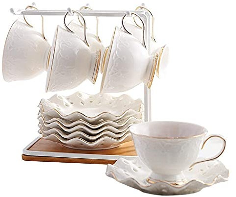 sjdoPulse Juego De Té Taza De Café De Cerámica Juego De Té De La Tarde Juego De Tazas De Té De La Tarde En Inglés Juego De Regalo De Té De 6 Piezas
