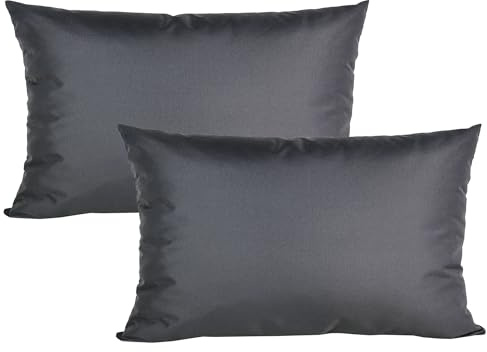 JACK 2er Set 40x60cm Outdoor Kissenhülle Kissenbezug Wasserfest Sitzkissen Lounge Kissen Garten Stuhl Lotus Effekt, Farbe:Anthrazit