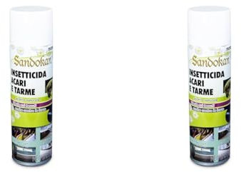 Sandokan Anti-Acaro Insetticida ad Azione abbattente Tac Spray 500ml contro acari mosche e zanzare a base di piretro naturale per Interni ed Esteni (Confezione da 2)