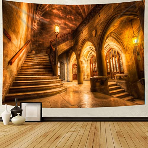 Wandtuch Burg Nacht Die Dunkelheit Burg Palast Mittelalterliche Stadt Wandteppich Weiches Wand Dekoration Waschbar Wandbehang Für Schlafzimmer Wohnheim Zimmer 130x152cm