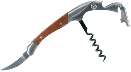 Cuchillo sacacorchos de camarero Laguiole - cuchillo sommelier premium con cortahojas y abrebotellas - mango de madera de bambú - acero inoxidable - abrevinos para profesionales y entendidos