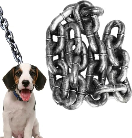 Zubehors Hundeleine Kette 2M/6,56 Ft, Bissfeste Hundeleine Kette Lustig, Großer Hund, Hausleine Für Mittelgroße Hunde, Kettenleine Schleppleine Hund, Silber