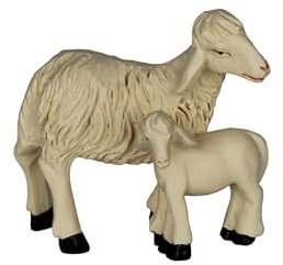 ZICOM Krippenzubehör Schaf ca. 5cm Polyresin, Schaf mit Lamm