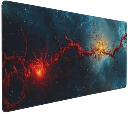 Gaming Mauspad XXL Rot Mousepad 1000x500x4mm Abstrakt Verlängertes Mauspad Schreibtischauflage,Genähte Kanten Mauspad,Verbessert Präzision und Geschwindigkeit Wasserdicht Geeignet für Büro und Spiele