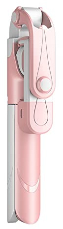 pistro Perche à selfie Bluetooth, trépied extensible pour téléphone avec télécommande sans fil, perche à selfie portable pour enregistrement vidéo, trépied léger réglable – Rose Blanc