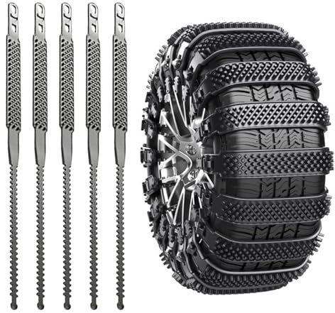 Universelle Schneeketten aus TPU-Material, 12 Stück, für Reifenbreite 165-235 mm, bis -50 °C, Anfahrhilfe für PKW/SUV/LKW (8, Schwarz)