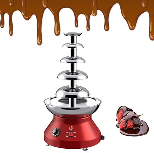 RSQQL Chocolate Fountain Machine,Stainless Steel Fountain Machine Fondue Sets,4/5 Layer Chocolate Melting Machine, for Family Events and Parties(5 Tiers)