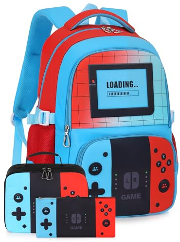 welsauber Ensemble Scolaire Mignon pour Filles & Garçons, Sac à Dos 3 en 1 Boîte à Repas et Trousse, Grande Cartable Scolaire Imperméable Parfait pour École Primaire et Collège, Bleu