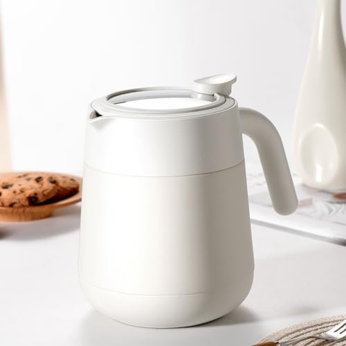 Jarra térmica aislada for café, jarra for bebidas de 28 oz, de acero inoxidable, de doble pared, dispensador de termo al vacío for agua caliente y té (1 unidad)(White)