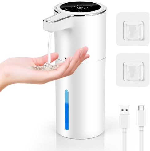 Gaethra Dispenser Sapone Bagno, 420ml Dispenser Sapone Automatico, Dosatore Sapone Cucina Automatico con Sensore di Movimento Infrarossi, Usb Ricaricabile, Impermeabile IPX5, Per Bagno,Cucina (Bianco)