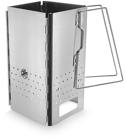 Folding Charcoal Chimney Starter Stainless Steel BBQ Charcoal Briquette Coal Fire Starter
