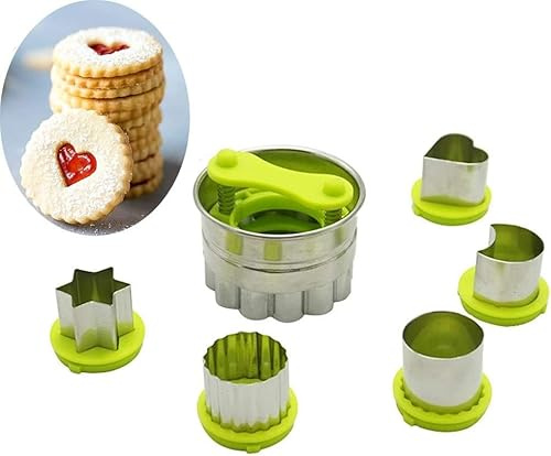 JasCherry Vegetable Fruit Cutters Shapes Set, 6-Pack Linzer Cookie Cutters Stainless Steel, Hollow Sauce Jam Filled Torte Mold Christmas Tool Cake DIY Mousse, Donuts, Fondant and Fruit