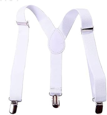 Rzcin White Child Kids Girls Boys Suspenders Braces,Adjustable Clip on Y-Back Elastic Suspenders with Metal Clips for Boys Girls, for Kids Adjustable - Elastic Y Shape Suspender