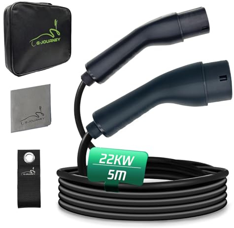 G-Journey Type 2 Charging Cable 22KW, 32A / 3 Phase /5 Meter/Mode 3 Type 2 to Type 2 EV Charging Cable 22KW Fast Electric Vehicle Car Plug-in Hybrid