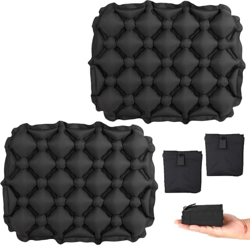 PORFOYO Cojín de asiento inflable plegable 3 unidades, cojín de asiento para exteriores, cojín de camping ultraligero, para viajes, playa, senderismo, pesca, canotaje, cojín de viaje portátil, color