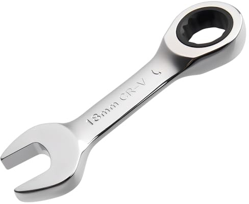 INJOYTEC 18mm Stubby Ratchet Box Ended and Open End Spanner Tool - 72 Tooth Box and Open End Spanner, Anti-Slip Flexible Head, Heat-Treated CR-V Steel Works on Stripped and Rounded Bolts