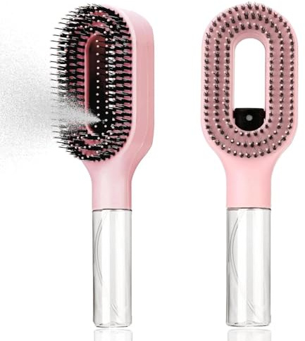 Cepillo desenredante 2 en 1 con pulverizador incorporado, 2-in-1 Water Spray Hairbrush, Detangling Brush with Built-in Mister, 50ml Water Reservoir Spray Comb for Wet & Dry Hair(A)