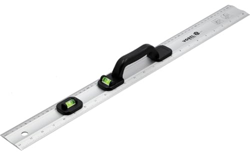 TOOLTRADERS Aluminium Lineal 60 cm mit Griff 2 Wasserwaagen Werkstattlineal