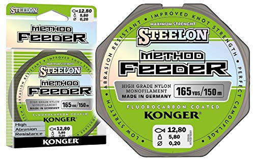 Konger Angelschnur Steelon Method Feeder Fluorocarbon Coated Monofile Spule 150m 0,18-0,30mm Feederschnur Feeder Methode TOP!