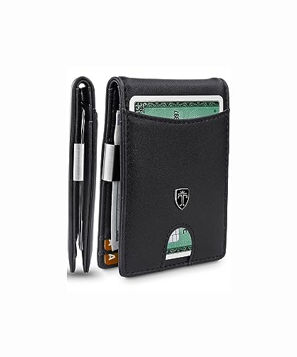 TRAVANDO Geldbeutel Männer mit Geldklammer Seattle Geldbörse Herren Slim Portemonnaie Wallet Portmonaise Geldtasche klein Portmonee RFID Kreditkartenetui Brieftasche Kartenetui Carbon Geldclip Etui