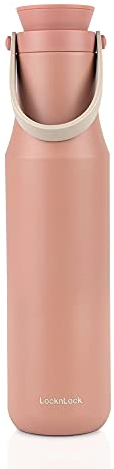 LOCK & LOCK Metro Tumbler - Thermobecher für Kaffee, Tee und andere heiße und kalte Getränke - Vakuum Isolierflasche mit Trageschlaufe - 710 ml - pink