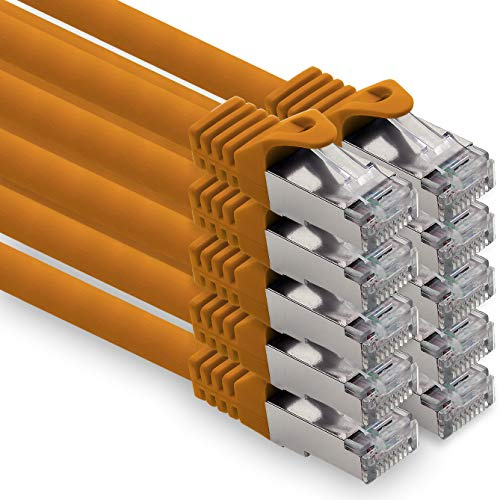 1CONN Câble Réseau Cat7 Cat7 10 Gb/s SFTP - 10x 1m - RJ45 Ethernet LAN DSL Routeur Modem - Orange