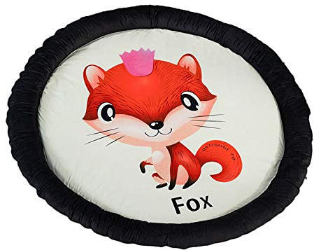 Baby Crawling Mats Diameter 140cm Baby Blanket Cotton Baby Play Gym Mat Playmat Activity Gym Floor Mat Round Carpet with Cute Animals 100% Natural Fabric (Fox)