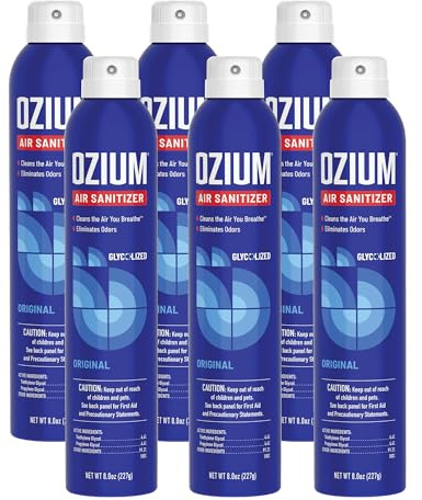 Ozium 805539-6 8 Oz. Air Sanitizer & Odor Eliminator for Homes, Cars, Offices and More - Original Scent, 6 Pack,Blue