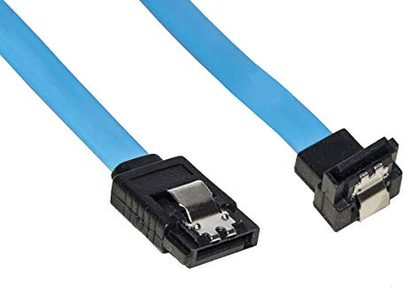 LINK Cable Interno SATA III de 30 cm, Conector de 90° con Clip de Bloqueo de Metal