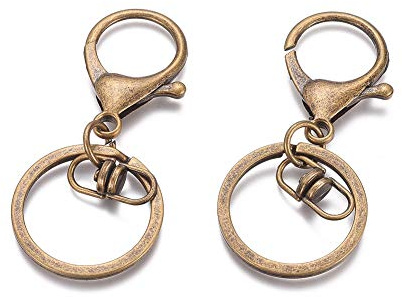 Cheriswelry 100 Stück Schlüsselring-Verschlüsse, Karabinerverschluss, 65 mm, Drehgelenk-Verschlüsse, Spaltring, Trigger-Clips, Schlüsselanhänger zum Aufhängen von Handwerk, Schmuckherstellung