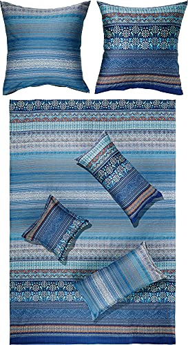 Bassetti Bettwäsche Set 3tlg. BW Piazza Dei Miracoli B1 Blu, 100% Baumwolle mit Reißverschluss, Größe: 200cm x 200cm, 80cm x 80cm, 9314274