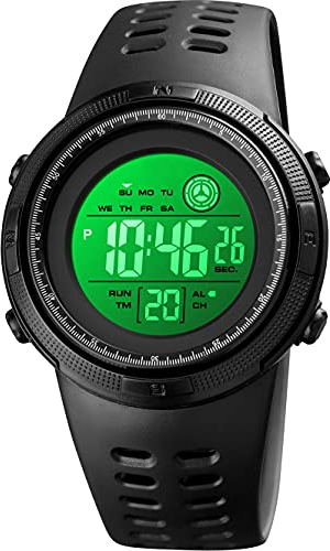 Orologio digitale da ragazzo, impermeabile, orologio sportivo per bambini, con allarme, timer, data, illuminazione a LED, cronometro, elettronica, per ragazzo, bianco e nero, cinturino, bianco e nero,